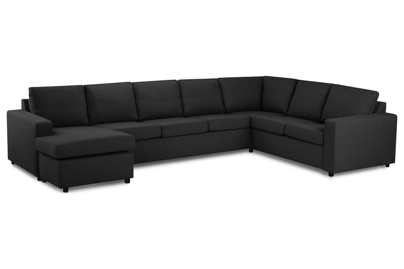 Crazy 6-seters Venstrevendt U-formet X-Large Hjørnesofa med Divan i Stoff - Antrasitt - Møbler - Sofaer - Hjørnesofa - Hjørnesofa med divan
