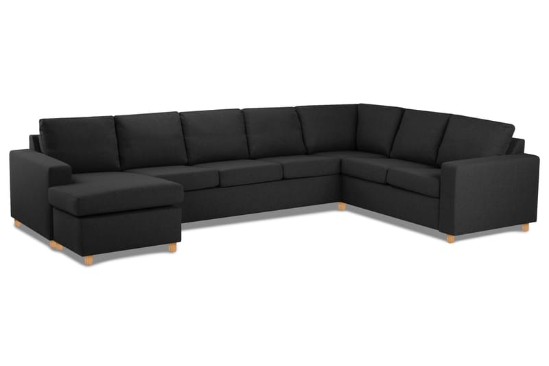 Crazy 6-seters Venstrevendt U-formet X-Large Hjørnesofa med Divan i Stoff - Antrasitt - Møbler - Sofaer - Hjørnesofa - Hjørnesofa med divan