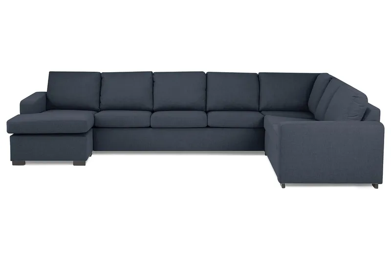 Crazy 6-seters Venstrevendt U-formet X-Large Hjørnesofa med Divan i Stoff - Blå - Møbler - Sofaer - Hjørnesofa - Hjørnesofa med divan
