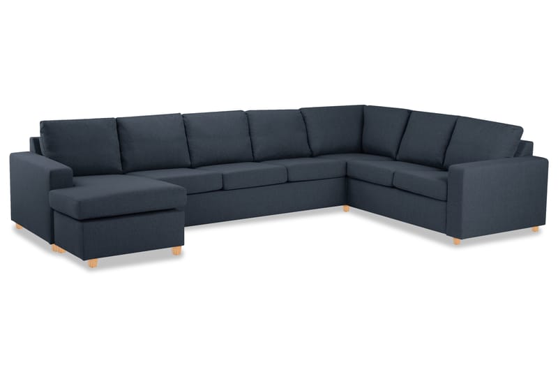 Crazy 6-seters Venstrevendt U-formet X-Large Hjørnesofa med Divan i Stoff - Blå - Møbler - Sofaer - Hjørnesofa - Hjørnesofa med divan