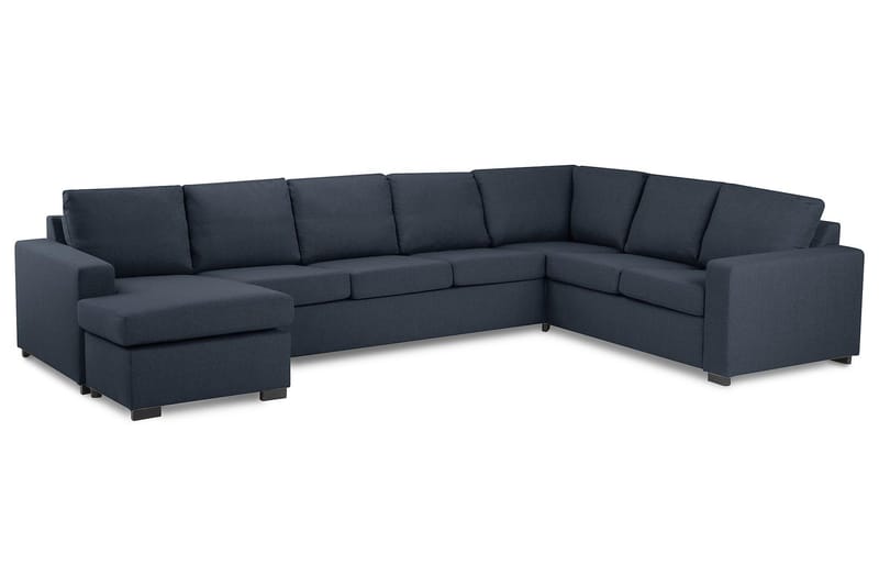 Crazy 6-seters Venstrevendt U-formet X-Large Hjørnesofa med Divan i Stoff - Blå - Møbler - Sofaer - Hjørnesofa - Hjørnesofa med divan