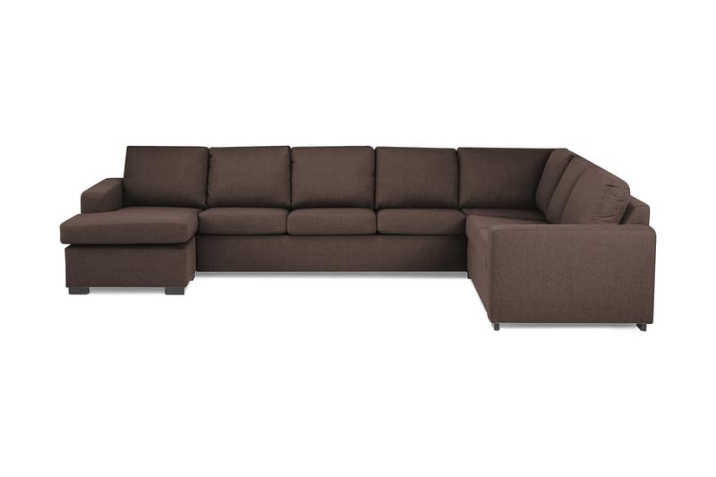 Crazy 6-seters Venstrevendt U-formet X-Large Hjørnesofa med Divan i Stoff - Brun - Møbler - Sofaer - Hjørnesofa - Hjørnesofa med divan