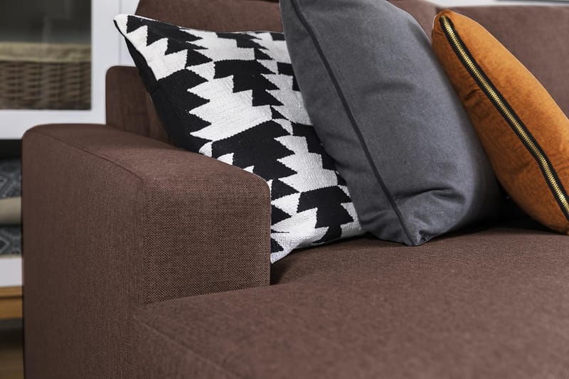 Crazy 6-seters Venstrevendt U-formet X-Large Hjørnesofa med Divan i Stoff - Brun - Møbler - Sofaer - Hjørnesofa - Hjørnesofa med divan
