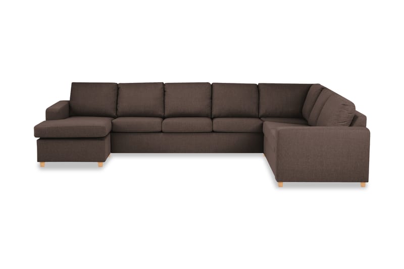 Crazy 6-seters Venstrevendt U-formet X-Large Hjørnesofa med Divan i Stoff - Brun - Møbler - Sofaer - Hjørnesofa - Hjørnesofa med divan