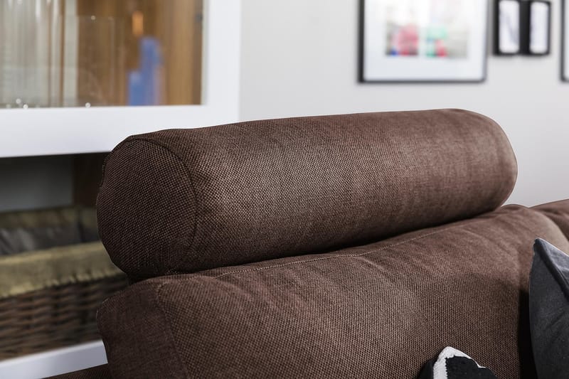 Crazy 6-seters Venstrevendt U-formet X-Large Hjørnesofa med Divan i Stoff - Brun - Møbler - Sofaer - Hjørnesofa - Hjørnesofa med divan