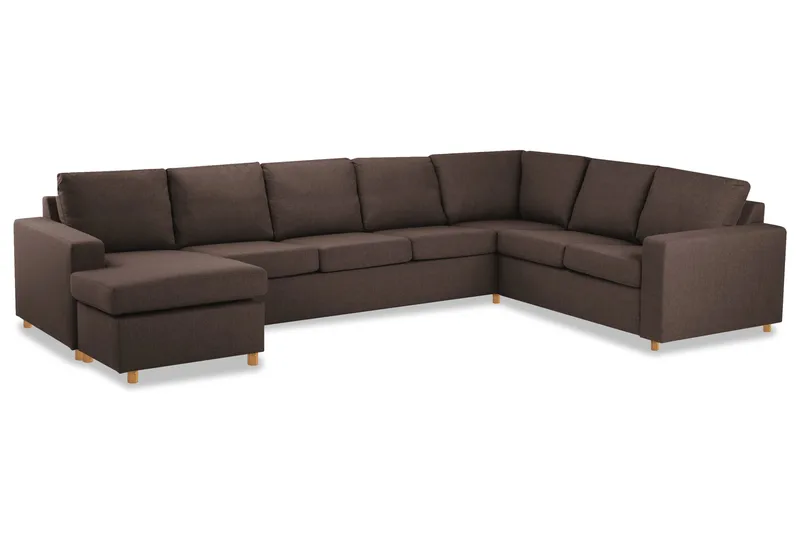 Crazy 6-seters Venstrevendt U-formet X-Large Hjørnesofa med Divan i Stoff - Brun - Møbler - Sofaer - Hjørnesofa - Hjørnesofa med divan