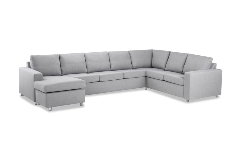 Crazy 6-seters Venstrevendt U-formet X-Large Hjørnesofa med Divan i Stoff - Grå - Møbler - Sofaer - Hjørnesofa - Hjørnesofa med divan