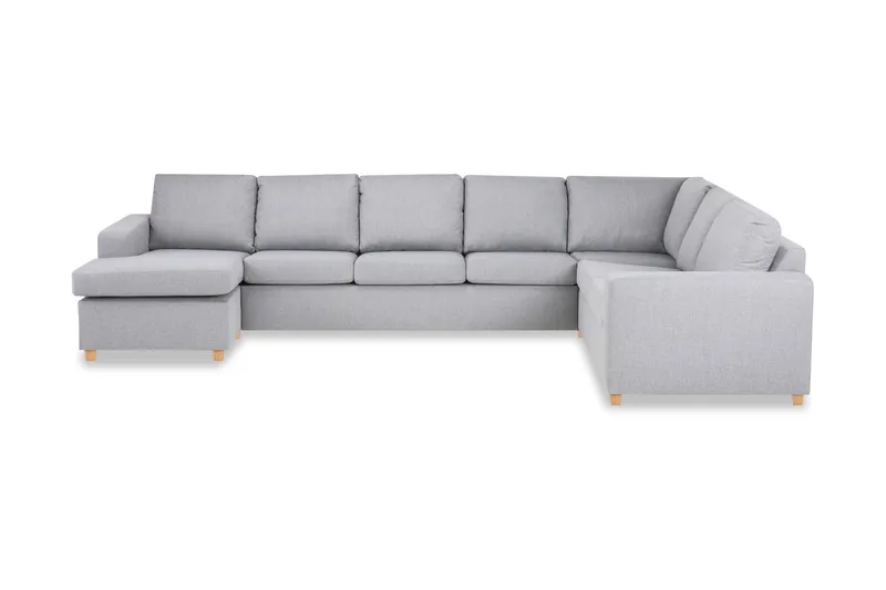 Crazy 6-seters Venstrevendt U-formet X-Large Hjørnesofa med Divan i Stoff - Gr å - Møbler - Sofaer - Hjørnesofa - Hjørnesofa med divan