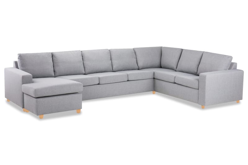 Crazy 6-seters Venstrevendt U-formet X-Large Hjørnesofa med Divan i Stoff - Grå - Møbler - Sofaer - Hjørnesofa - Hjørnesofa med divan