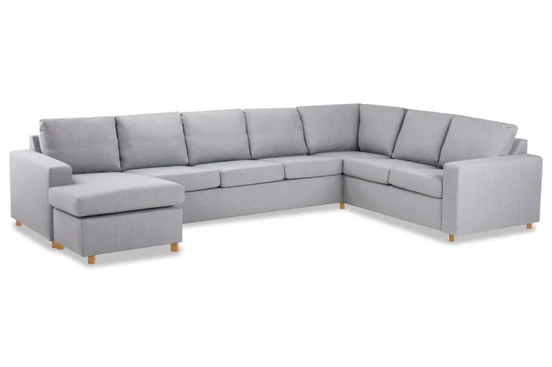 Crazy 6-seters Venstrevendt U-formet X-Large Hjørnesofa med Divan i Stoff - Grå - Møbler - Sofaer - Hjørnesofa - Hjørnesofa med divan