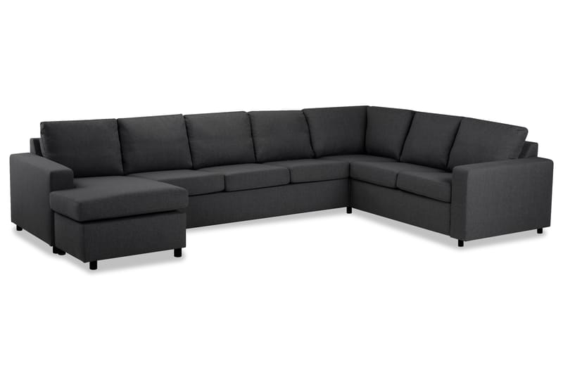 Crazy 6-seters Venstrevendt U-formet X-Large Hjørnesofa med Divan i Stoff - Mørk grå - Møbler - Sofaer - Hjørnesofa - Hjørnesofa med divan