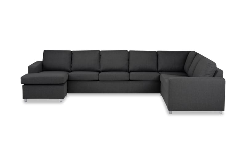 Crazy 6-seters Venstrevendt U-formet X-Large Hjørnesofa med Divan i Stoff - Mørk grå - Møbler - Sofaer - Hjørnesofa - Hjørnesofa med divan