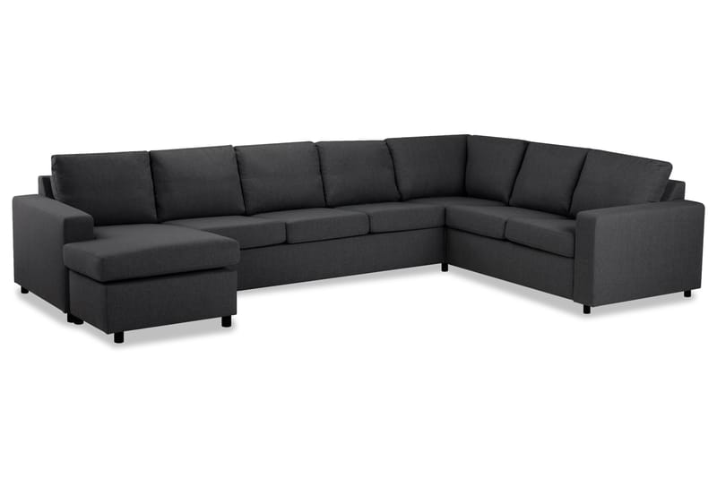 Crazy 6-seters Venstrevendt U-formet X-Large Hjørnesofa med Divan i Stoff - Mørk grå - Møbler - Sofaer - Hjørnesofa - Hjørnesofa med divan
