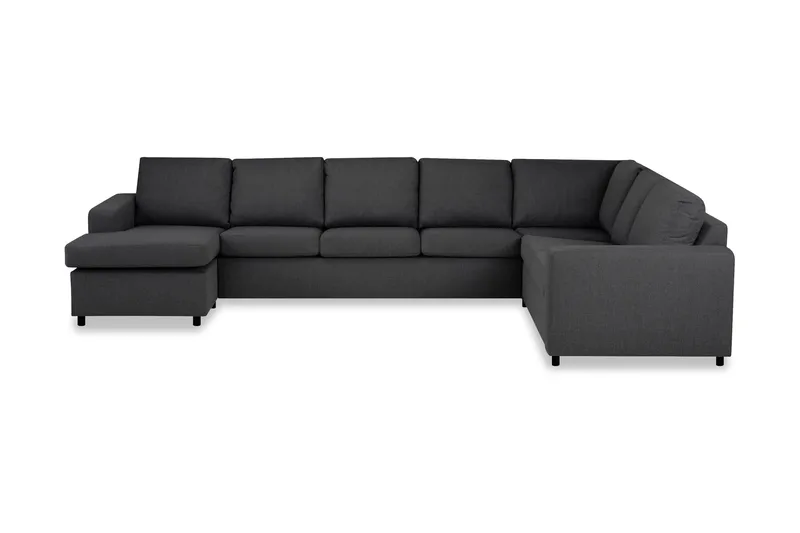 Crazy 6-seters Venstrevendt U-formet X-Large Hjørnesofa med Divan i Stoff, Mørk grå