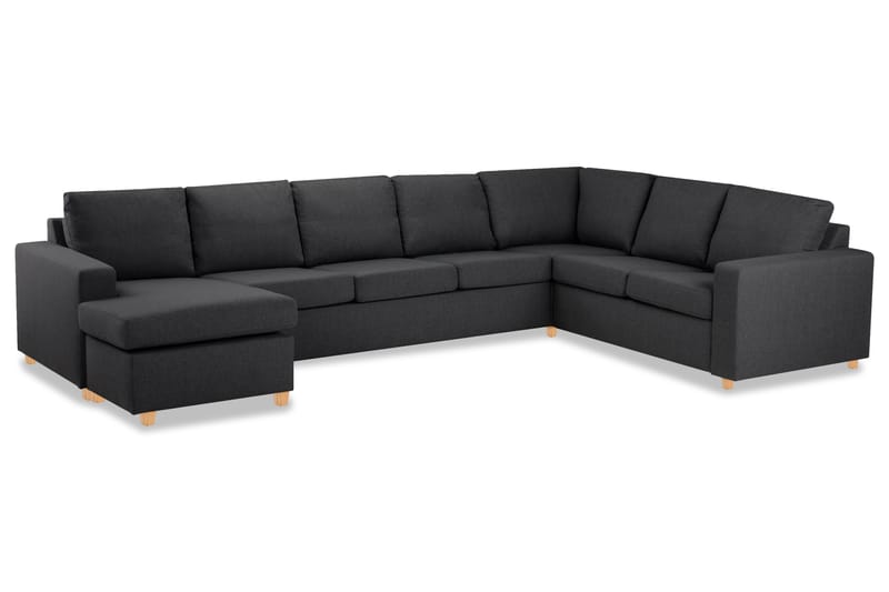 Crazy 6-seters Venstrevendt U-formet X-Large Hjørnesofa med Divan i Stoff - Mørk grå - Møbler - Sofaer - Hjørnesofa - Hjørnesofa med divan