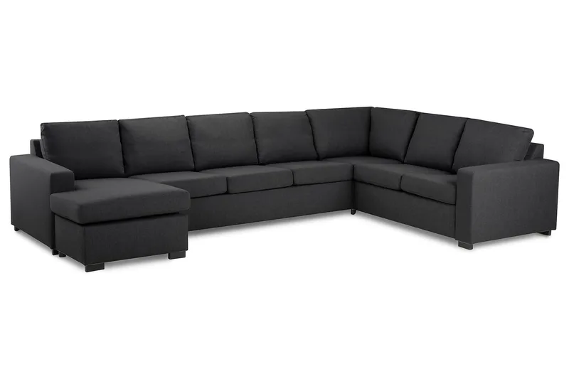 Crazy 6-seters Venstrevendt U-formet X-Large Hjørnesofa med Divan i Stoff - Mørk grå - Møbler - Sofaer - Hjørnesofa - Hjørnesofa med divan