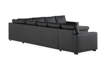 Crazy 7-seters høyrevendt U-formet ekstra ekstra stor hjørnesofa med sjeselong i kunstskinn - Svart - Møbler - Sofaer - Hjørnesofa - Hjørnesofa med divan