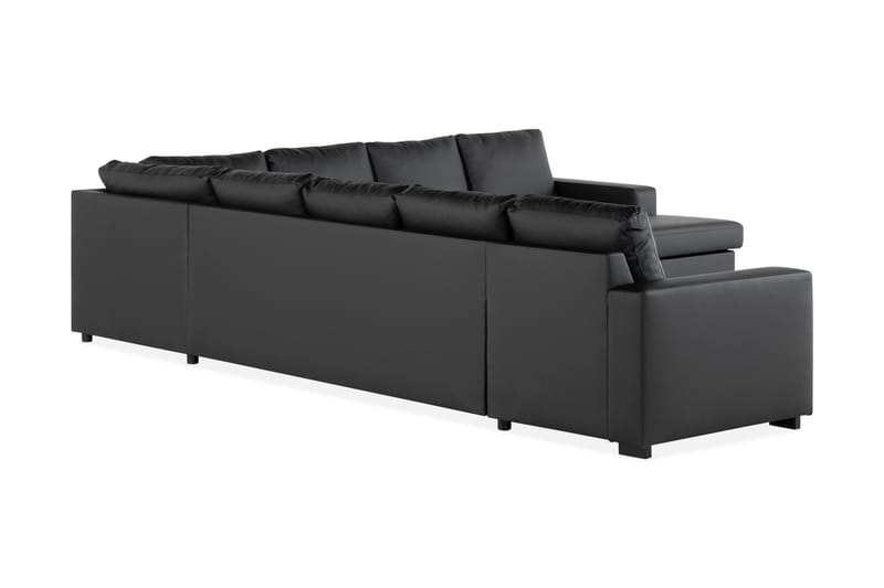 Crazy 7-seters høyrevendt U-formet ekstra ekstra stor hjørnesofa med sjeselong i kunstskinn - Svart - Møbler - Sofaer - Hjørnesofa - Hjørnesofa med divan
