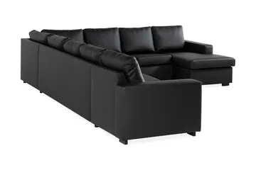 Crazy 7-seters høyrevendt U-formet ekstra ekstra stor hjørnesofa med sjeselong i kunstskinn - Svart - Møbler - Sofaer - Hjørnesofa - Hjørnesofa med divan