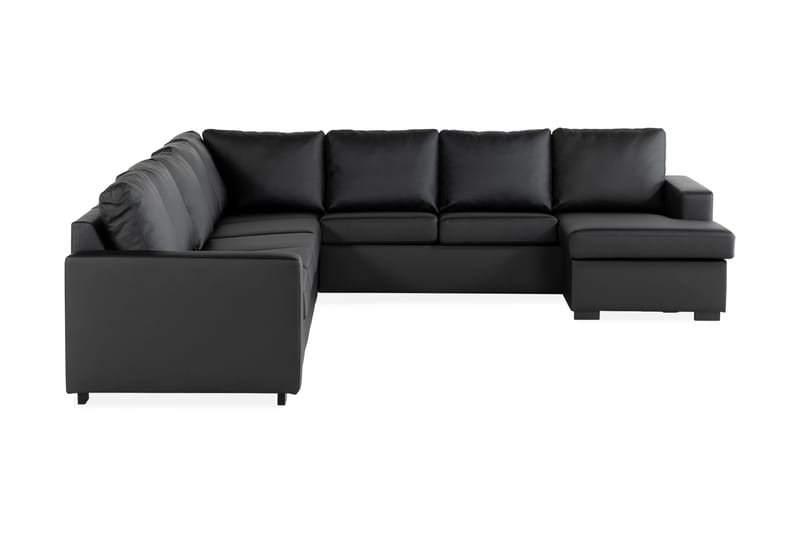 Crazy 7-seters høyrevendt U-formet ekstra ekstra stor hjørnesofa med sjeselong i kunstskinn - Svart - Møbler - Sofaer - Hjørnesofa - Hjørnesofa med divan