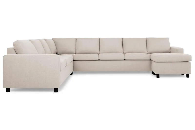 Crazy 7-seters høyrevendt U-formet ekstra ekstra stor hjørnesofa med sjeselong i stoff - Beige - Møbler - Sofaer - Hjørnesofa - Hjørnesofa med divan