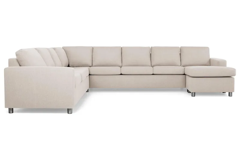 Crazy 7-seters høyrevendt U-formet ekstra ekstra stor hjørnesofa med sjeselong i stoff - Beige - Møbler - Sofaer - Hjørnesofa - Hjørnesofa med divan