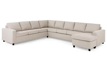 Crazy 7-seters høyrevendt U-formet ekstra ekstra stor hjørnesofa med sjeselong i stoff - Beige - Møbler - Sofaer - Hjørnesofa - Hjørnesofa med divan