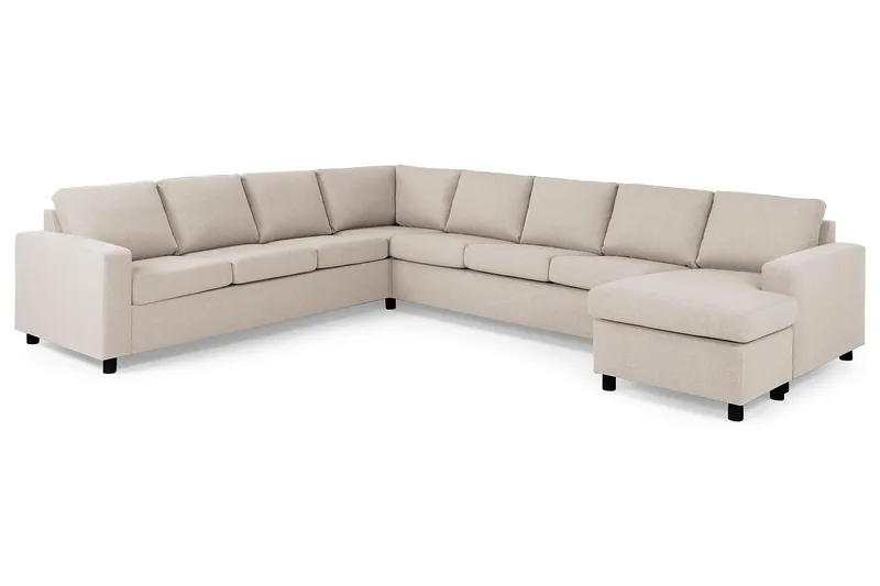 Crazy 7-seters høyrevendt U-formet ekstra ekstra stor hjørnesofa med sjeselong i stoff - Beige - Møbler - Sofaer - Hjørnesofa - Hjørnesofa med divan