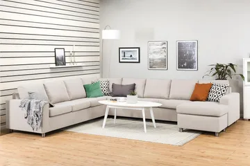 Crazy 7-seters høyrevendt U-formet ekstra ekstra stor hjørnesofa med sjeselong i stoff - Beige - Møbler - Sofaer - Hjørnesofa - Hjørnesofa med divan