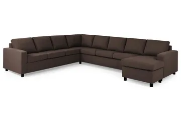 Crazy 7-seters høyrevendt U-formet ekstra ekstra stor hjørnesofa med sjeselong i stoff - Brun - Møbler - Sofaer - Hjørnesofa - Hjørnesofa med divan