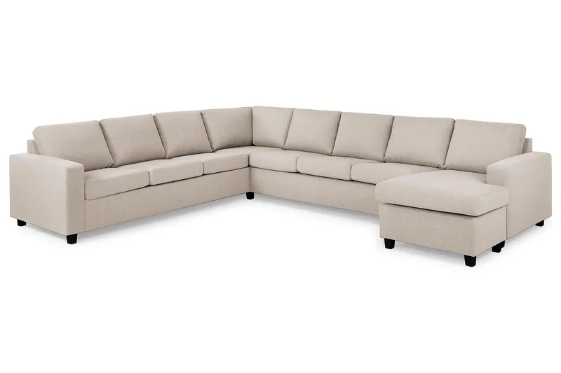 Crazy 7-seters Høyrevendt U-formet XX-Large Hjørnesofa med Divan i Stoff - Beige - Møbler - Sofaer - Hjørnesofa - Hjørnesofa med divan