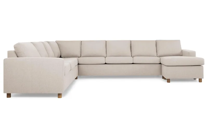 Crazy 7-seters Høyrevendt U-formet XX-Large Hjørnesofa med Divan i Stoff - Beige - Møbler - Sofaer - Hjørnesofa - Hjørnesofa med divan