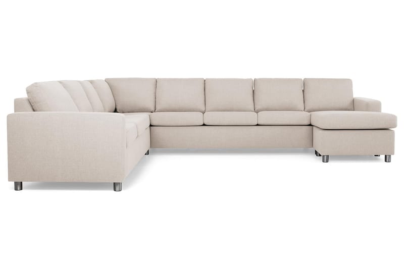 Crazy 7-seters Høyrevendt U-formet XX-Large Hjørnesofa med Divan i Stoff - Beige - Møbler - Sofaer - Hjørnesofa - Hjørnesofa med divan