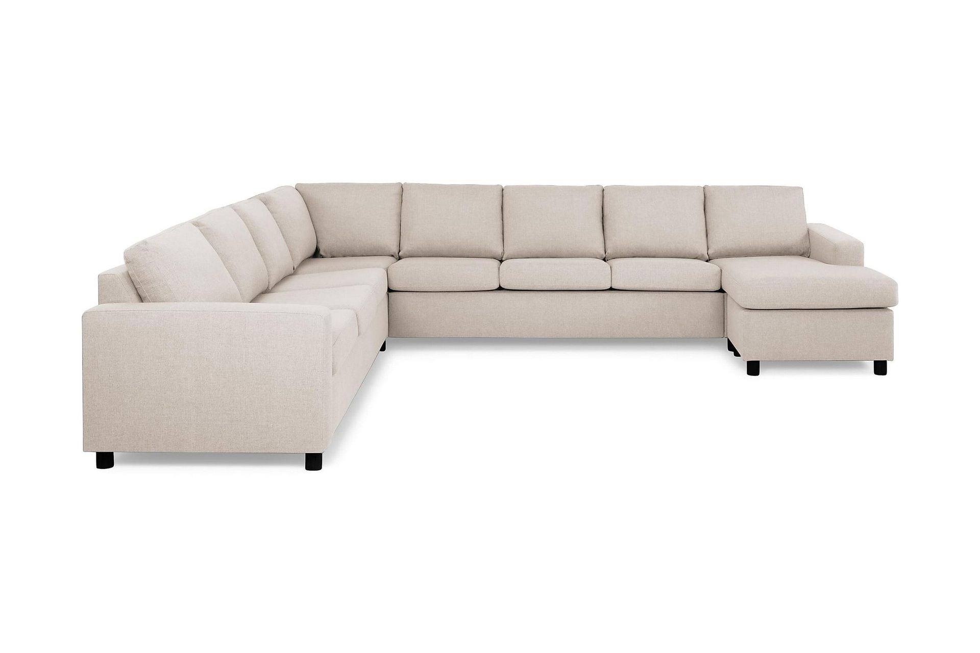 Crazy 7-seters Høyrevendt U-formet XX-Large Hjørnesofa med Divan i Stoff - Beige