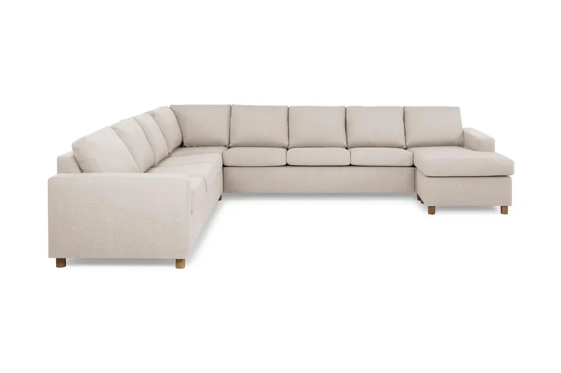 Crazy 7-seters Høyrevendt U-formet XX-Large Hjørnesofa med Divan i Stoff, Beige