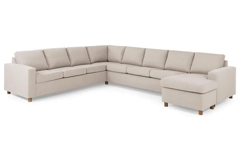 Crazy 7-seters Høyrevendt U-formet XX-Large Hjørnesofa med Divan i Stoff - Beige - Møbler - Sofaer - Hjørnesofa - Hjørnesofa med divan