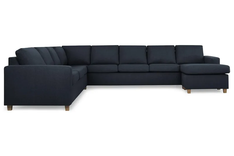 Crazy 7-seters Høyrevendt U-formet XX-Large Hjørnesofa med Divan i Stoff - Blå - Møbler - Sofaer - Hjørnesofa - Hjørnesofa med divan