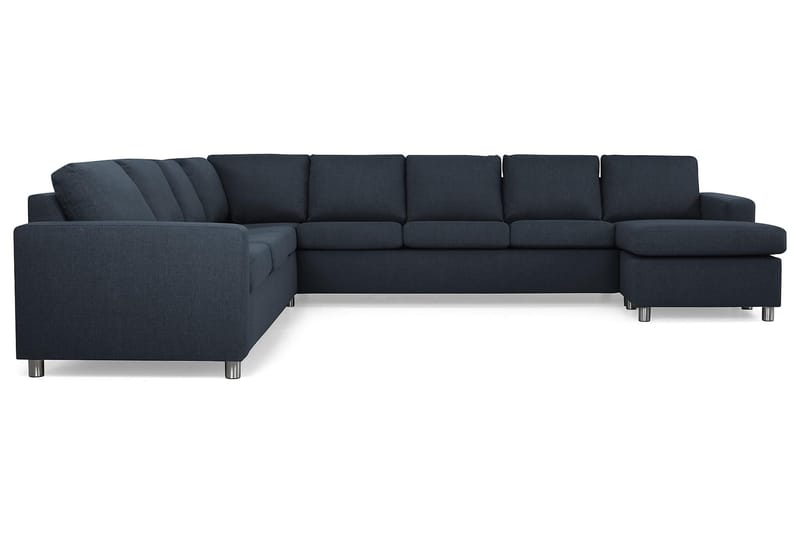 Crazy 7-seters Høyrevendt U-formet XX-Large Hjørnesofa med Divan i Stoff - Blå - Møbler - Sofaer - Hjørnesofa - Hjørnesofa med divan