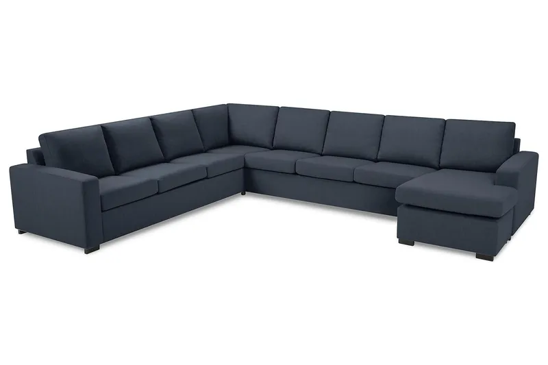 Crazy 7-seters Høyrevendt U-formet XX-Large Hjørnesofa med Divan i Stoff - Blå - Møbler - Sofaer - Hjørnesofa - Hjørnesofa med divan