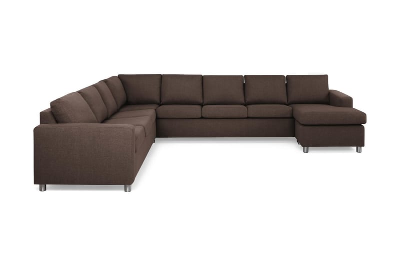 Crazy 7-seters Høyrevendt U-formet XX-Large Hjørnesofa med Divan i Stoff, Brun