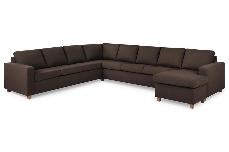 Crazy 7-seters Høyrevendt U-formet XX-Large Hjørnesofa med Divan i Stoff - Brun - Møbler - Sofaer - Hjørnesofa - Hjørnesofa med divan