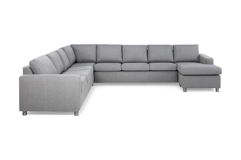 Crazy 7-seters Høyrevendt U-formet XX-Large Hjørnesofa med Divan i Stoff - Grå - Møbler - Sofaer - Hjørnesofa - Hjørnesofa med divan