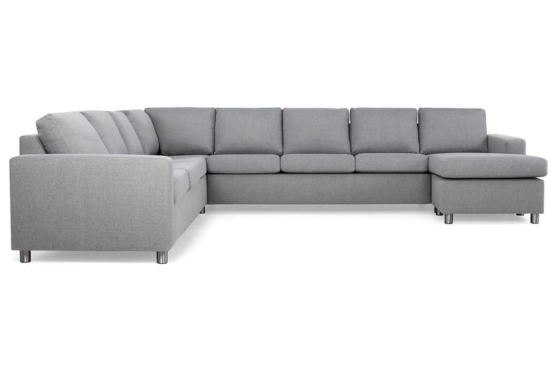 Crazy 7-seters Høyrevendt U-formet XX-Large Hjørnesofa med Divan i Stoff - Grå - Møbler - Sofaer - Hjørnesofa - Hjørnesofa med divan
