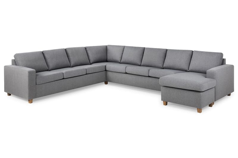 Crazy 7-seters Høyrevendt U-formet XX-Large Hjørnesofa med Divan i Stoff - Grå - Møbler - Sofaer - Hjørnesofa - Hjørnesofa med divan