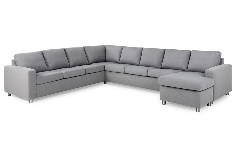 Crazy 7-seters Høyrevendt U-formet XX-Large Hjørnesofa med Divan i Stoff - Grå - Møbler - Sofaer - Hjørnesofa - Hjørnesofa med divan