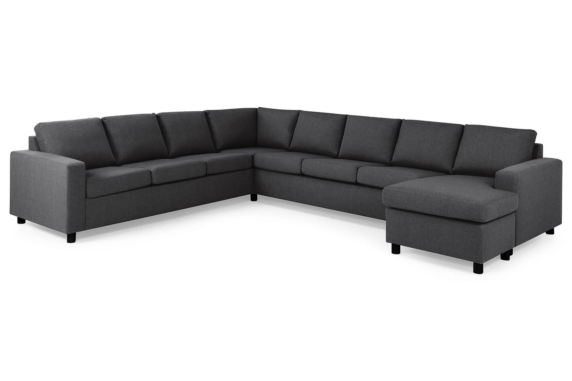 Crazy 7-seters Høyrevendt U-formet XX-Large Hjørnesofa med Divan i Stoff - Mørk grå - Møbler - Sofaer - Hjørnesofa - Hjørnesofa med divan