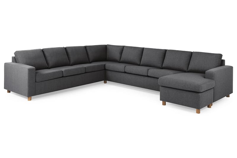 Crazy 7-seters Høyrevendt U-formet XX-Large Hjørnesofa med Divan i Stoff - Mørk grå - Møbler - Sofaer - Hjørnesofa - Hjørnesofa med divan