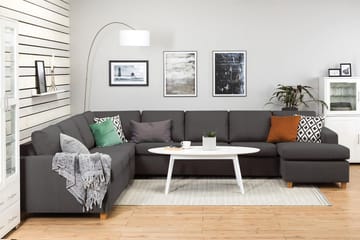Crazy 7-seters Høyrevendt U-formet XX-Large Hjørnesofa med Divan i Stoff - Mørk grå - Møbler - Sofaer - Hjørnesofa - Hjørnesofa med divan