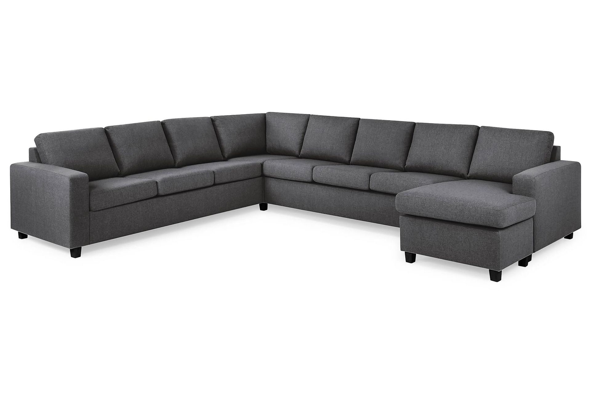Crazy 7-seters Høyrevendt U-formet XX-Large Hjørnesofa med Divan i Stoff - Mørk grå - Møbler - Sofaer - Hjørnesofa - Hjørnesofa med divan