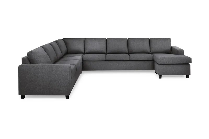 Crazy 7-seters Høyrevendt U-formet XX-Large Hjørnesofa med Divan i Stoff - Mørk grå - Møbler - Sofaer - Hjørnesofa - Hjørnesofa med divan